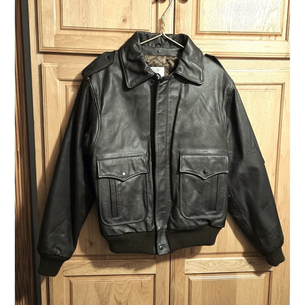 Genuine Leather Brown Flight Jacket Men's Size 38 VINTAGE 80's American Express